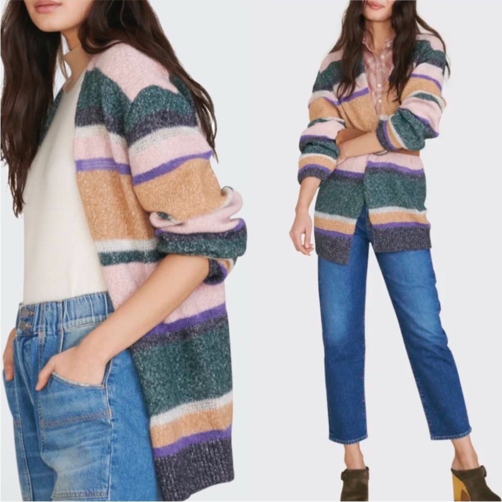 Veronica Beard Pink and Green Striped Cardigan - Picture 6 of 6